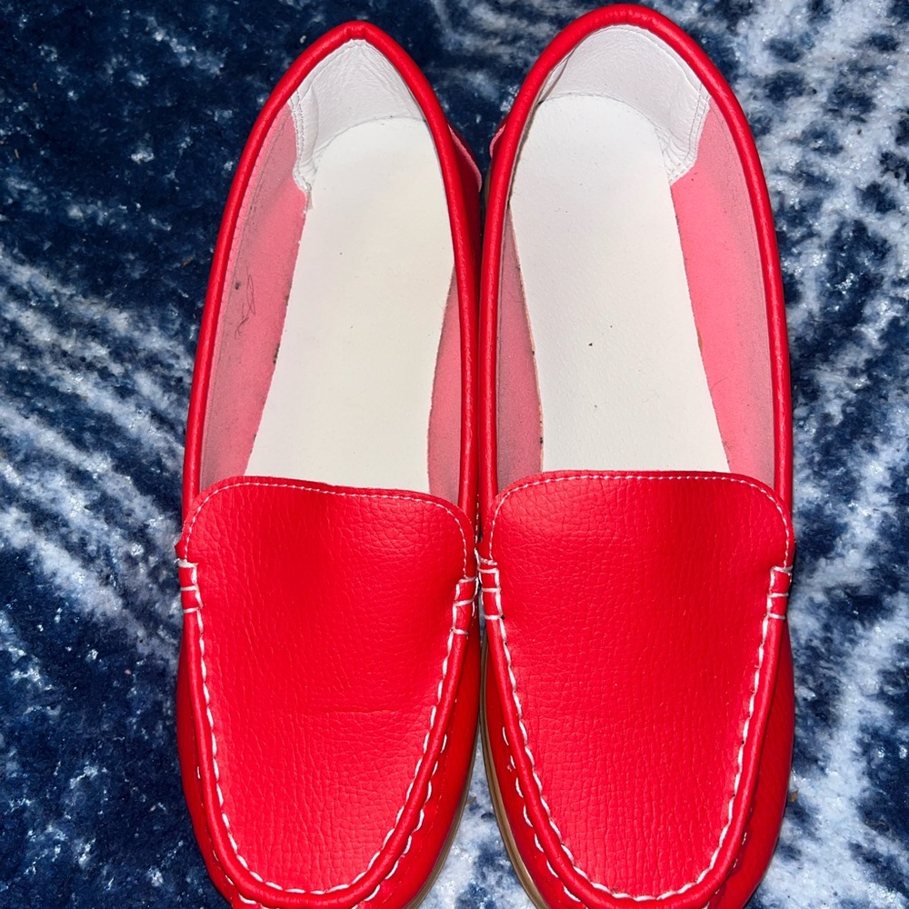 Red Women's Loafers; red loafers